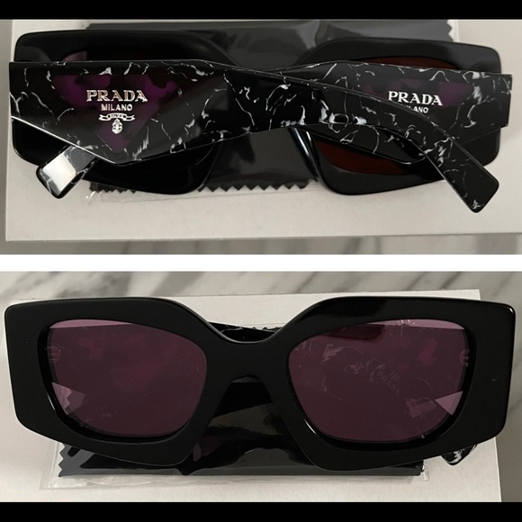 PRADA COLORFUL COLLECTION WITH THE ICONIC TRIANGLE LOGO VIOLET MIRROR LENS - Picture 16 of 16